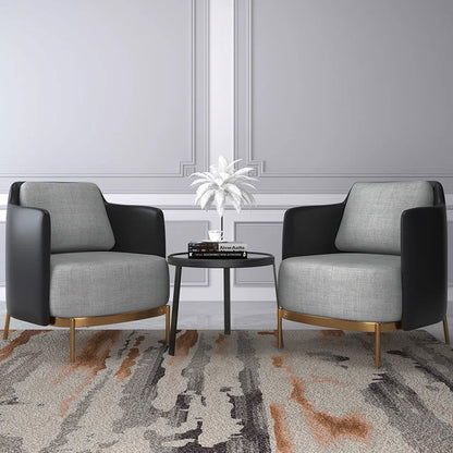 Black & Gray Modern Accent Chair with Linen Upholstery for Living Room - Homary