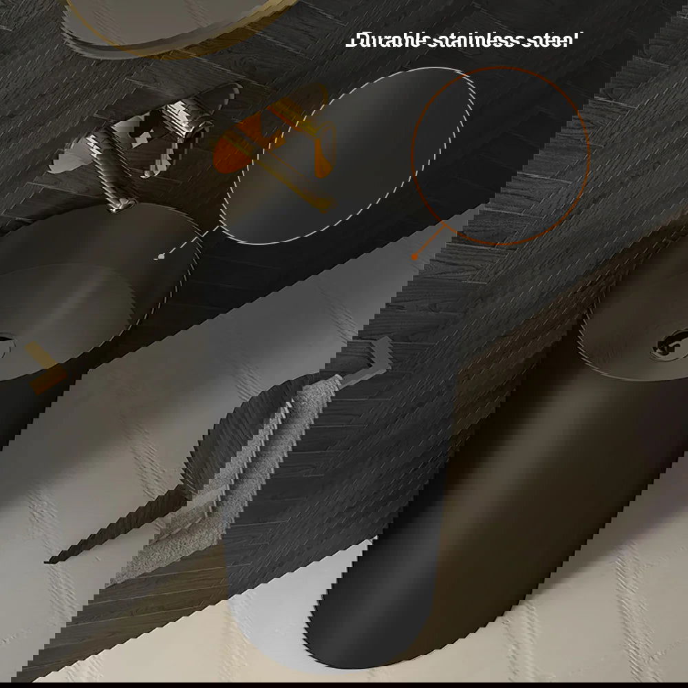 Black Modern Round Stainless Steel Basin Pedestal Basin Freestanding - 