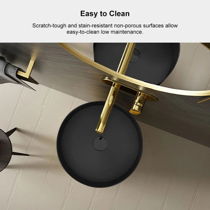 Black Modern Round Stainless Steel Basin Pedestal Basin Freestanding - 