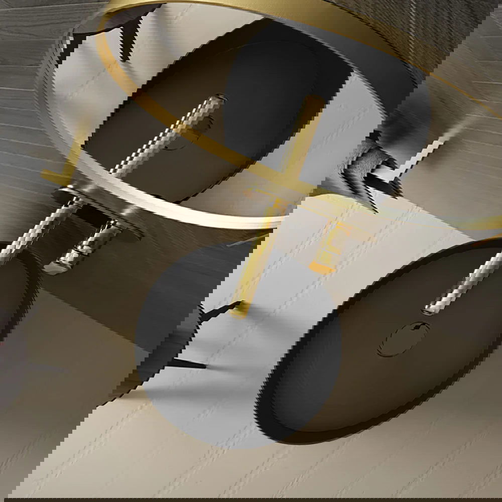 Black Modern Round Stainless Steel Basin Pedestal Basin Freestanding - 