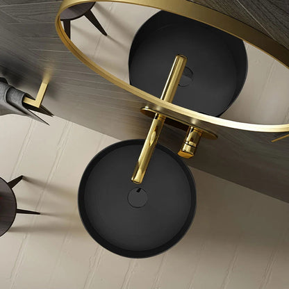 Black Modern Round Stainless Steel Basin Pedestal Basin Freestanding - 