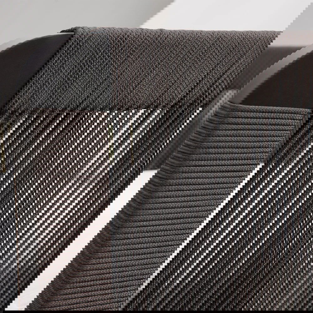 Black Woven Rope Outdoor Swivel Chair Sofa 360 Degree Rotatable Coastal Patio Armchair - 