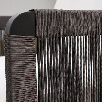 Black Woven Rope Outdoor Swivel Chair Sofa 360 Degree Rotatable Coastal Patio Armchair - 