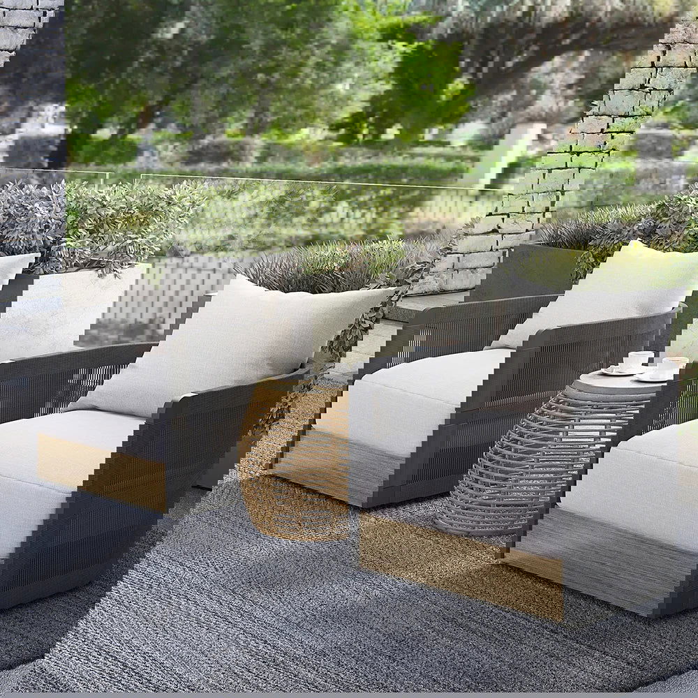 Black Woven Rope Outdoor Swivel Chair Sofa 360 Degree Rotatable Coastal Patio Armchair - 