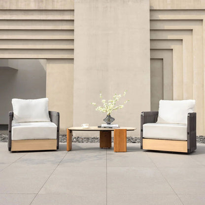 Black Woven Rope Outdoor Swivel Chair Sofa 360 Degree Rotatable Coastal Patio Armchair - 