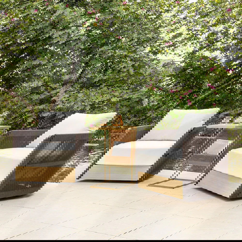 Black Woven Rope Outdoor Swivel Chair Sofa 360 Degree Rotatable Coastal Patio Armchair - 