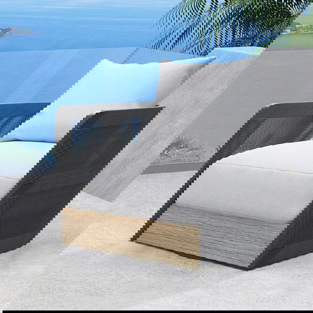 Black Woven Rope Outdoor Swivel Chair Sofa 360 Degree Rotatable Coastal Patio Armchair - Homary