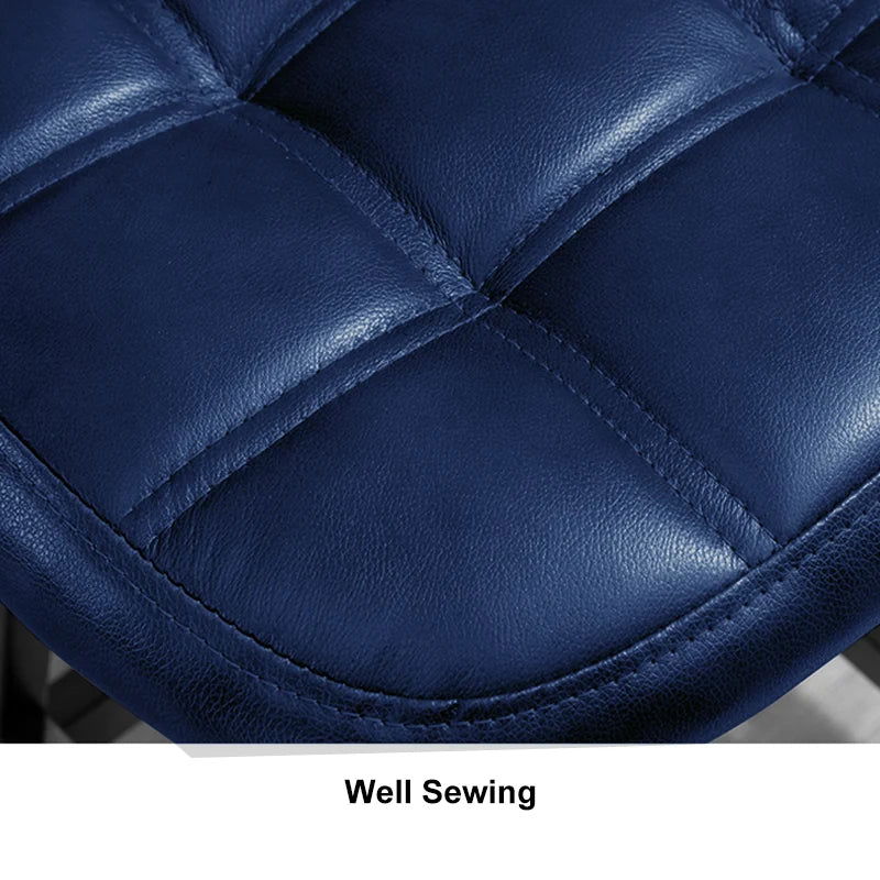 Blue Bar Height Set of 2 Bar Stools PU Leather Rustic Tufted Curved Back - 