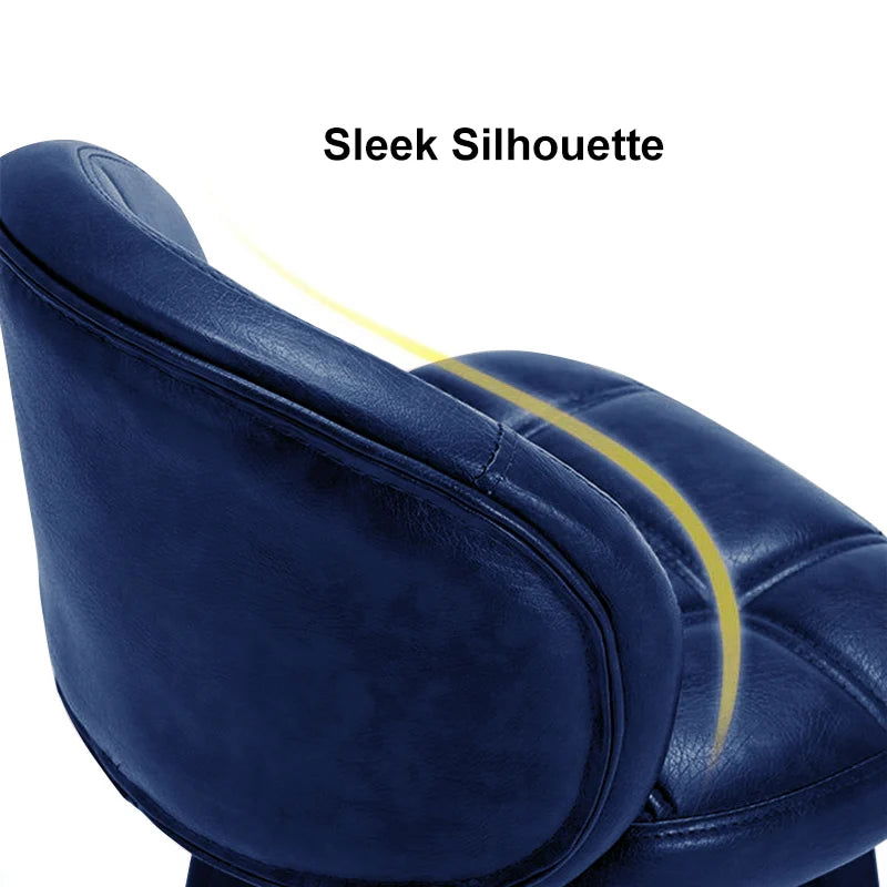 Blue Bar Height Set of 2 Bar Stools PU Leather Rustic Tufted Curved Back - 