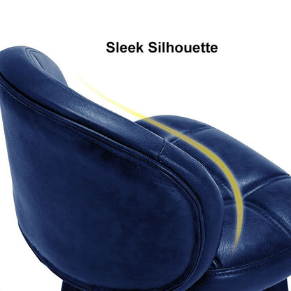 Blue Bar Height Set of 2 Bar Stools PU Leather Rustic Tufted Curved Back - 