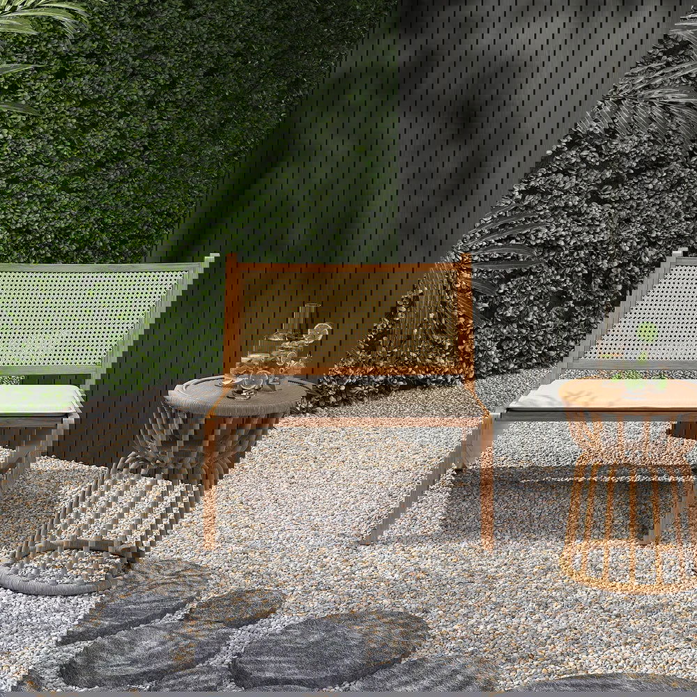 Boho Style Outdoor Aluminium Alloy & PE Rattan Patio Chair with Removable Cushion - 