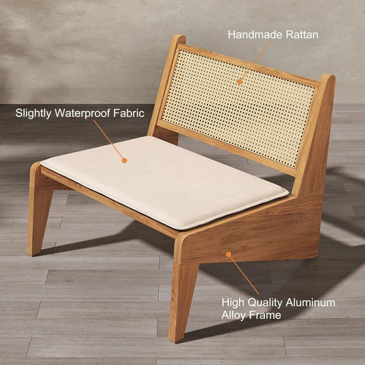 Boho Style Outdoor Aluminium Alloy & PE Rattan Patio Chair with Removable Cushion - Homary