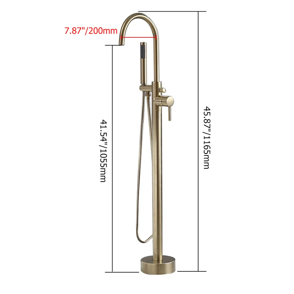 Brewst Freestanding Single Lever Handle Bath Filler Tap with Handshower Solid Brass - 