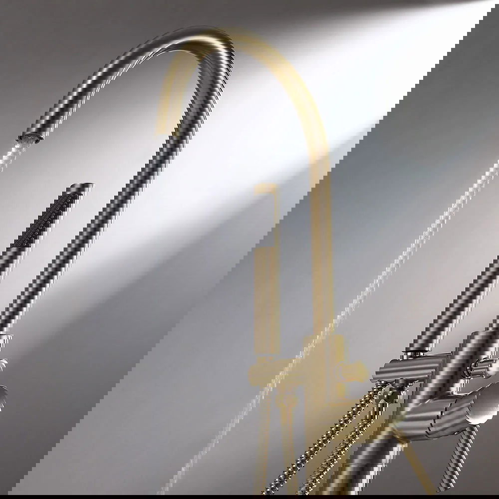 Brewst Freestanding Single Lever Handle Bath Filler Tap with Handshower Solid Brass - 