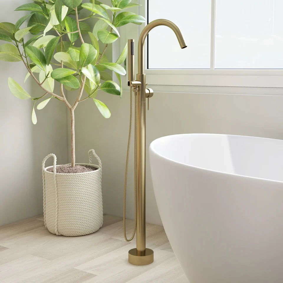 Brewst Freestanding Single Lever Handle Bath Filler Tap with Handshower Solid Brass - 