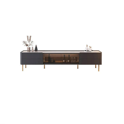 Brotic Modern 2000mm TV Stand Sintered Stone 2-Drawer Glass Doors Media Console - Approved By Design