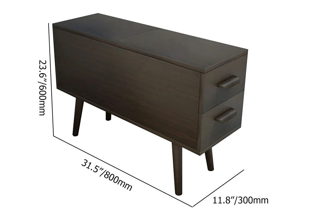 Brown Rectangle End Table with Drawers Modern Sofa Table for Living Room - 