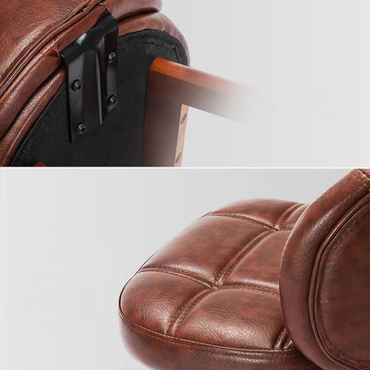 Brown Rustic Upholstered Rustic Bar Stools Set of 2 PU Leather Tufted Curved Back - 