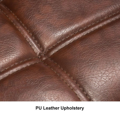 Brown Rustic Upholstered Rustic Bar Stools Set of 2 PU Leather Tufted Curved Back - 