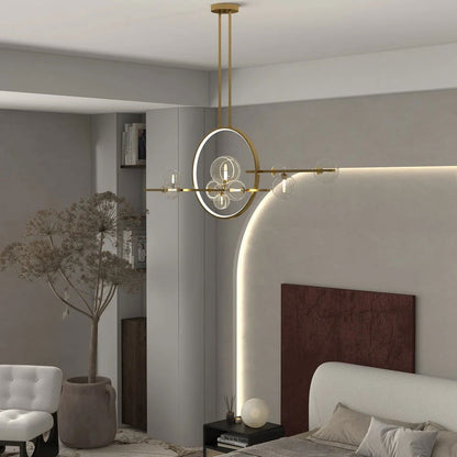 Bubi 10-Light Gold Kitchen Island Light Modern Linear Pendant Light with Glass Shade - 