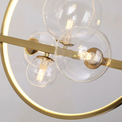 Bubi 10-Light Gold Kitchen Island Light Modern Linear Pendant Light with Glass Shade - 