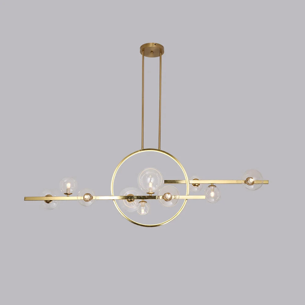 Bubi 10-Light Gold Kitchen Island Light Modern Linear Pendant Light with Glass Shade - 