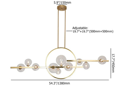 Bubi 10-Light Gold Kitchen Island Light Modern Linear Pendant Light with Glass Shade - 