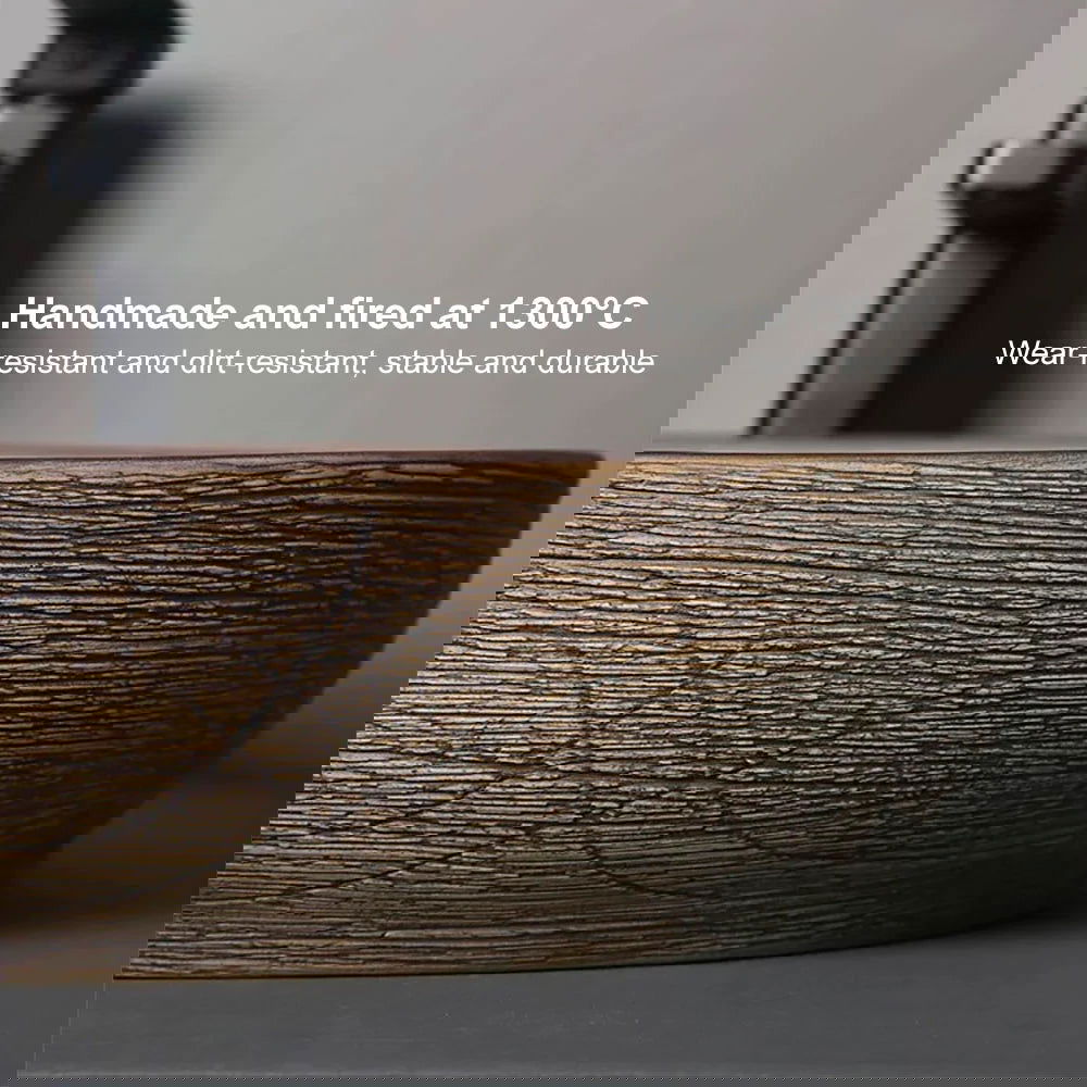 Ceramic Oval Bathroom Vessel Sink Retro Washbasin - 