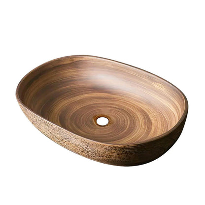 Ceramic Oval Bathroom Vessel Sink Retro Washbasin - Homary