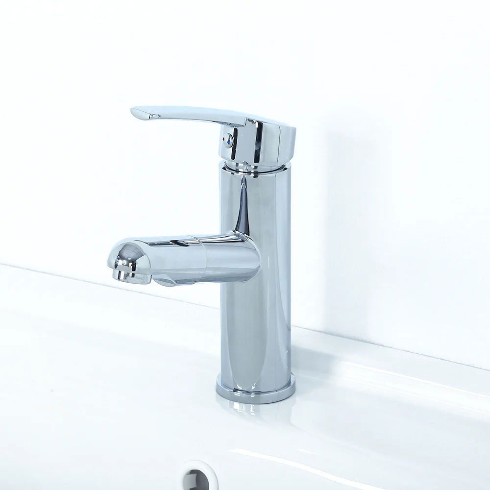 Chaf Contemporary Single Lever Handle Bathroom Tap with Pullout Spray in Polished Chrome - 
