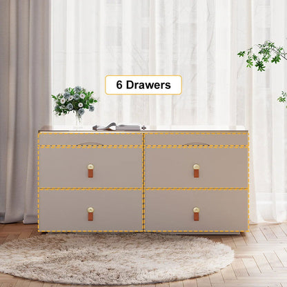 Chanor Glass Champagne Dresser 6 Drawer Closet Island with Jewelry Display Storage - 