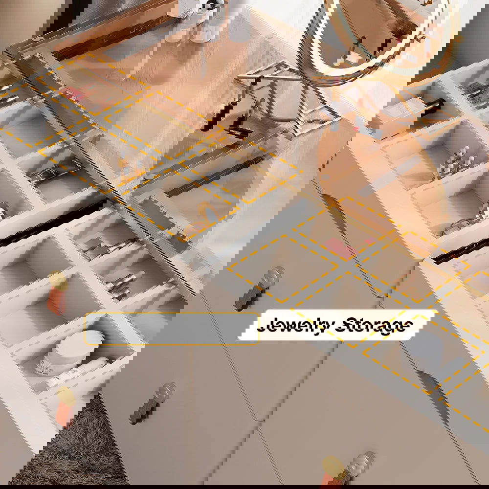 Chanor Glass Champagne Dresser 6 Drawer Closet Island with Jewelry Display Storage - 