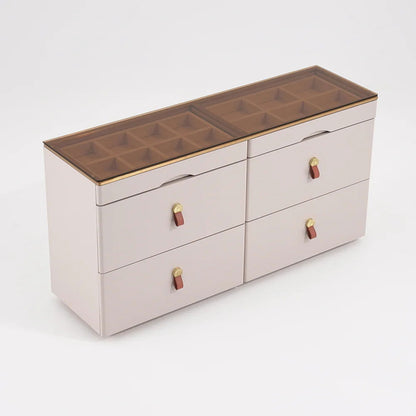 Chanor Glass Champagne Dresser 6 Drawer Closet Island with Jewelry Display Storage - 