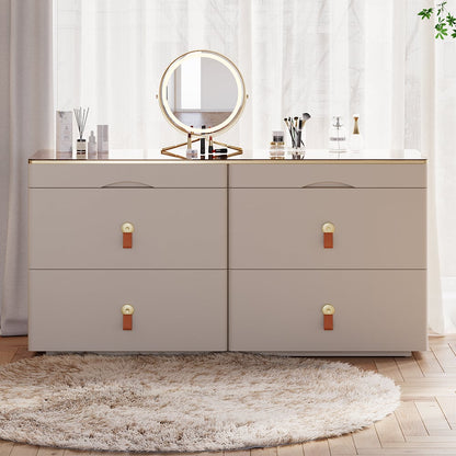 Chanor Glass Champagne Dresser 6 Drawer Closet Island with Jewelry Display Storage - 