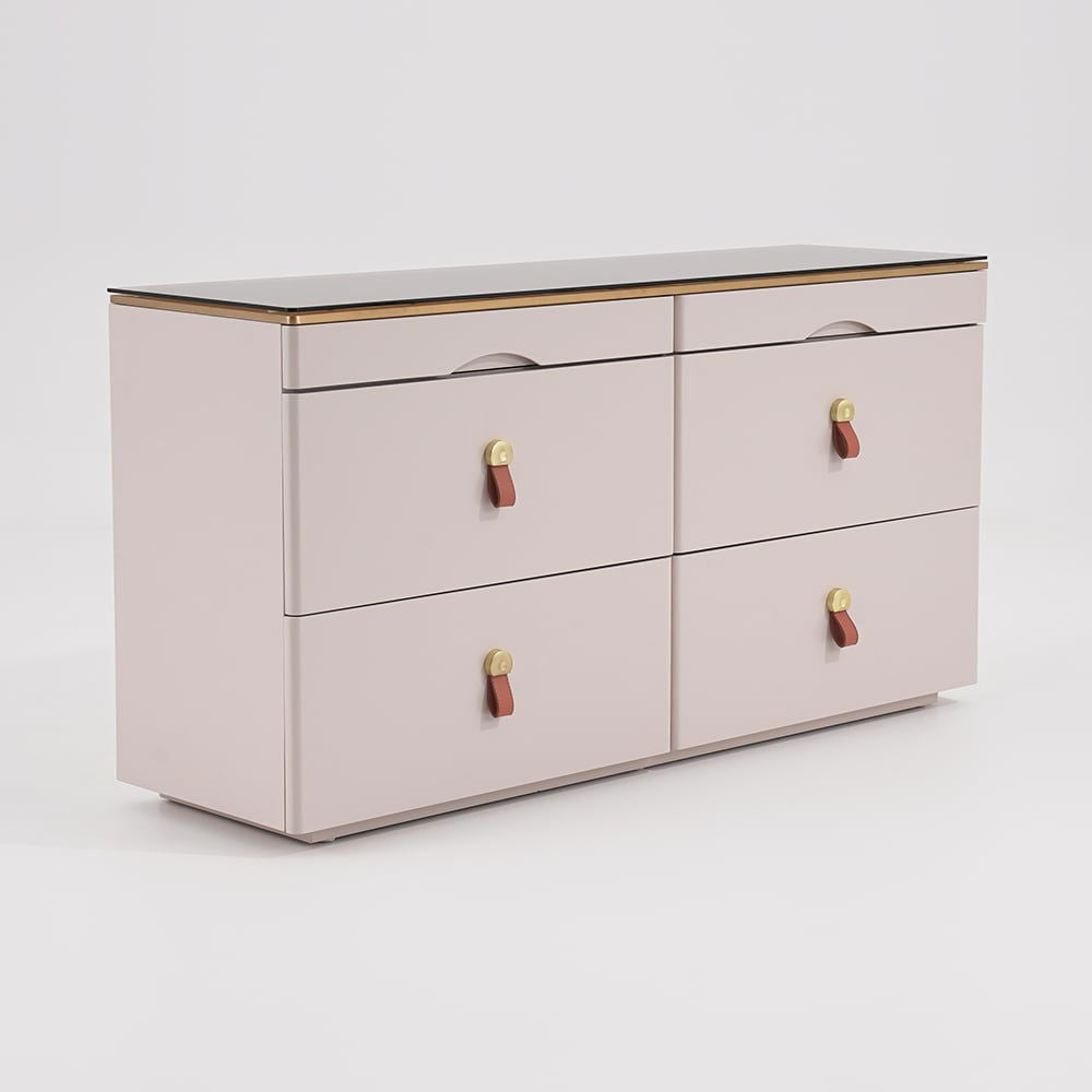 Chanor Glass Champagne Dresser 6 Drawer Closet Island with Jewelry Display Storage - 