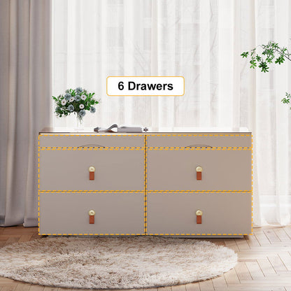 Chanor Glass Champagne Dresser 6 Drawer Closet Island with Jewelry Display Storage - 