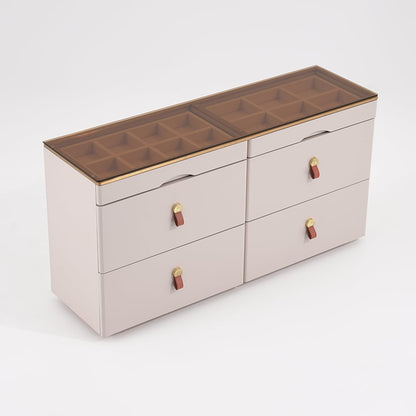 Chanor Glass Champagne Dresser 6 Drawer Closet Island with Jewelry Display Storage - 