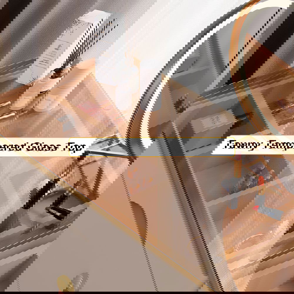 Chanor Glass Champagne Dresser 6 Drawer Closet Island with Jewelry Display Storage - 