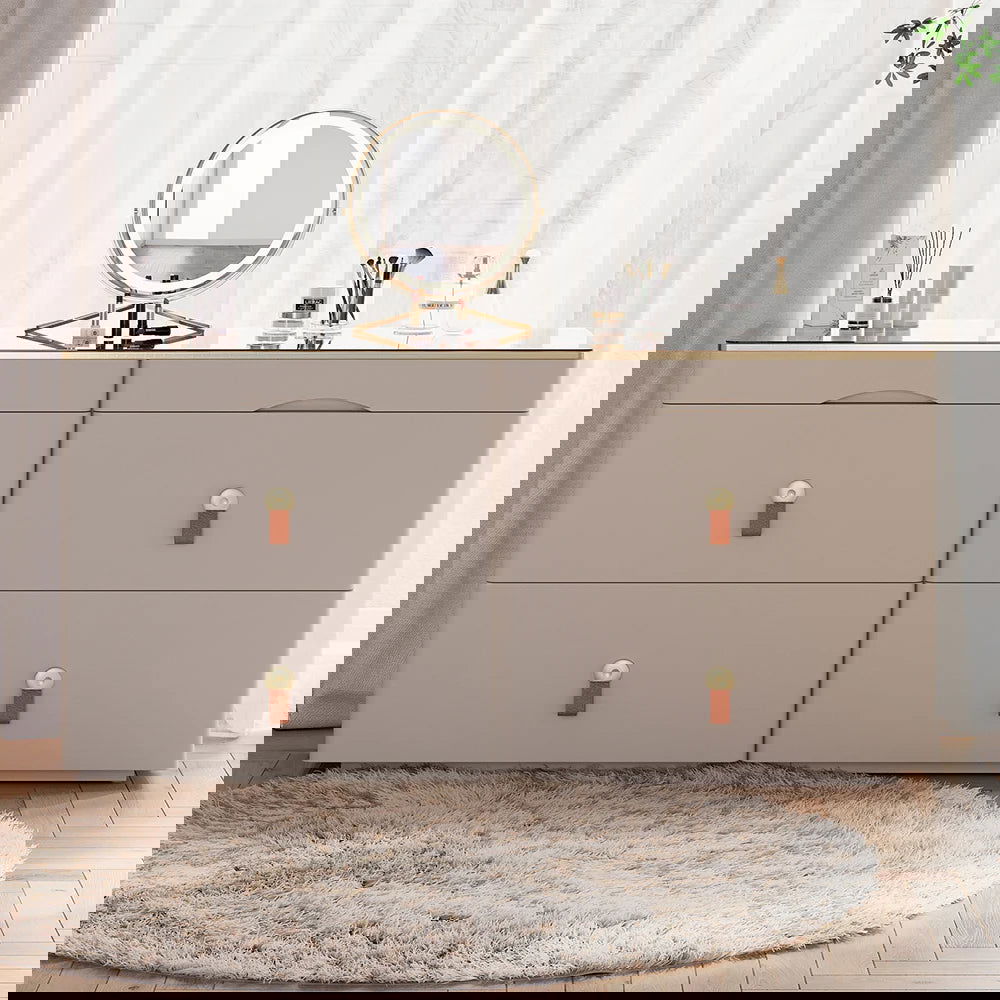 Chanor Glass Champagne Dresser 6 Drawer Closet Island with Jewelry Display Storage - Homary