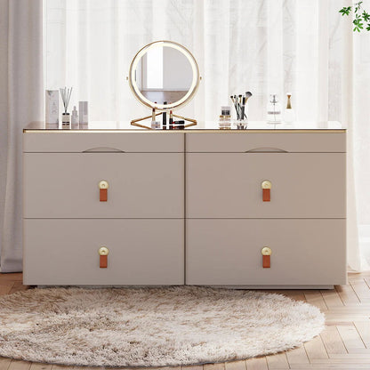 Chanor Glass Champagne Dresser 6 Drawer Closet Island with Jewelry Display Storage - Homary