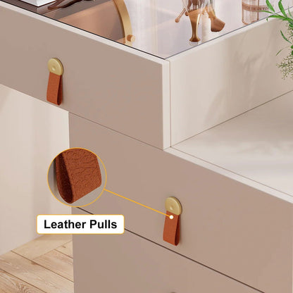 Chanor Modern Champagne Retractable Makeup Vanity Closet Island with Jewelry Storage - 