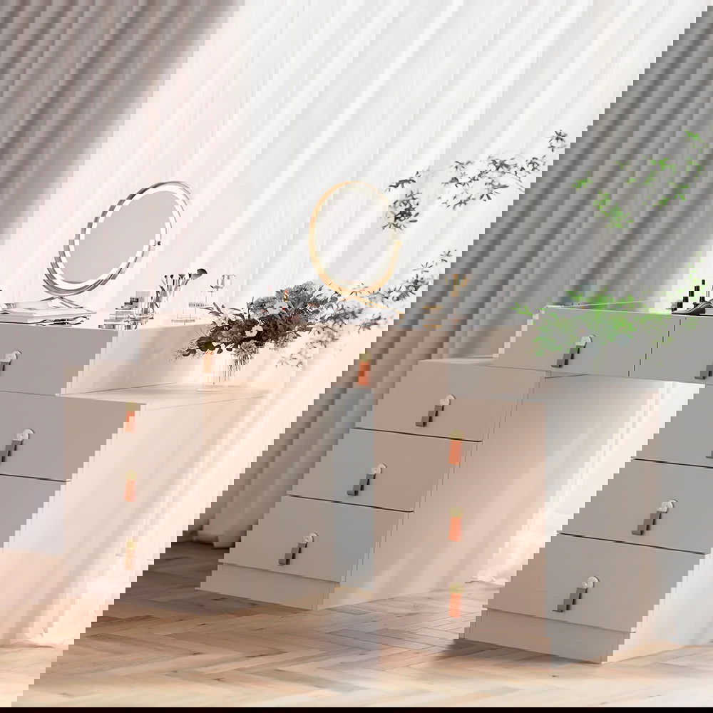 Chanor Modern Champagne Retractable Makeup Vanity Closet Island with Jewelry Storage - 