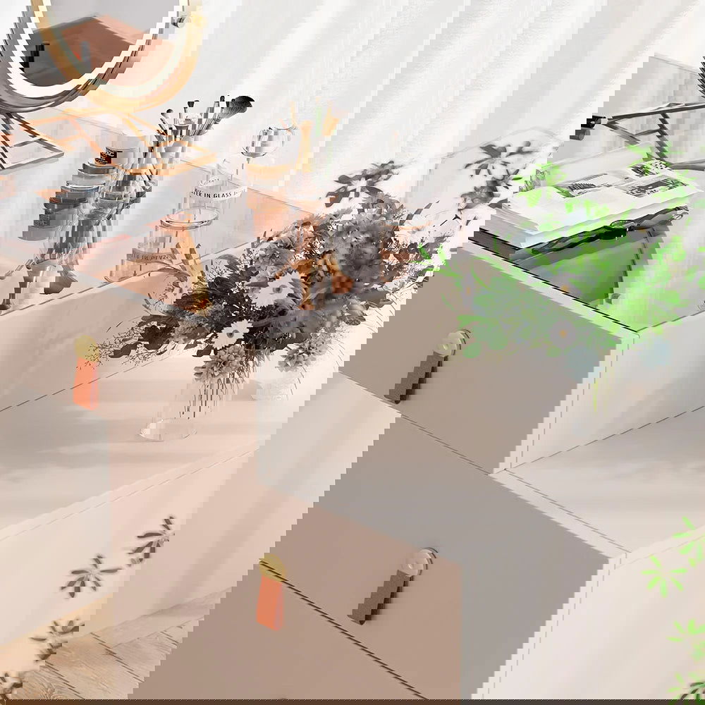 Chanor Modern Champagne Retractable Makeup Vanity Closet Island with Jewelry Storage - 