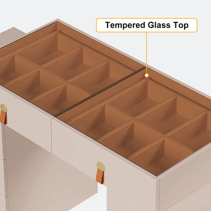 Chanor Modern Champagne Retractable Makeup Vanity Closet Island with Jewelry Storage - 