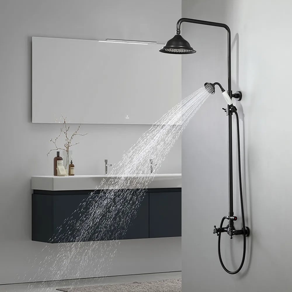 Chester Rainfall Showerhead with Handheld Shower Exposed Shower System Antique Black - 