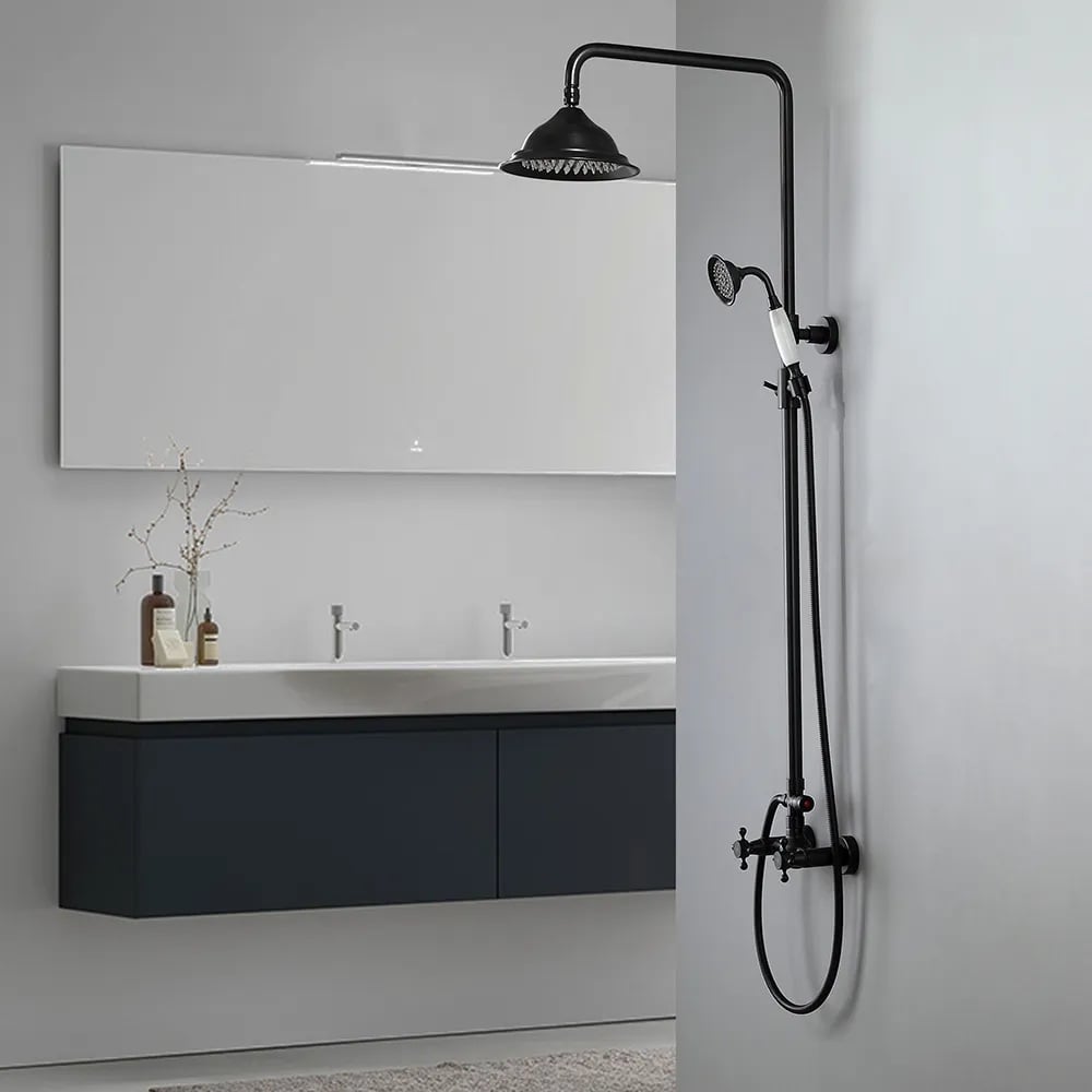 Chester Rainfall Showerhead with Handheld Shower Exposed Shower System Antique Black - 