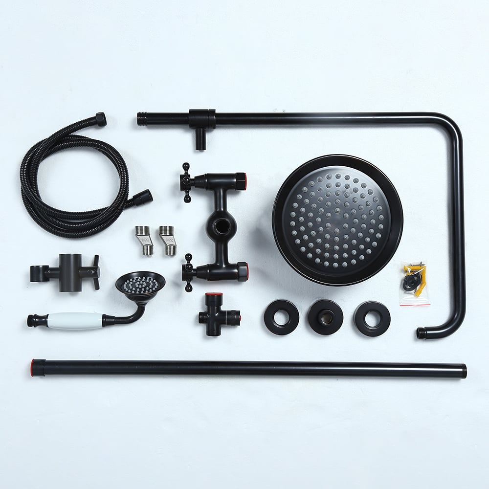 Chester Rainfall Showerhead with Handheld Shower Exposed Shower System Antique Black - 