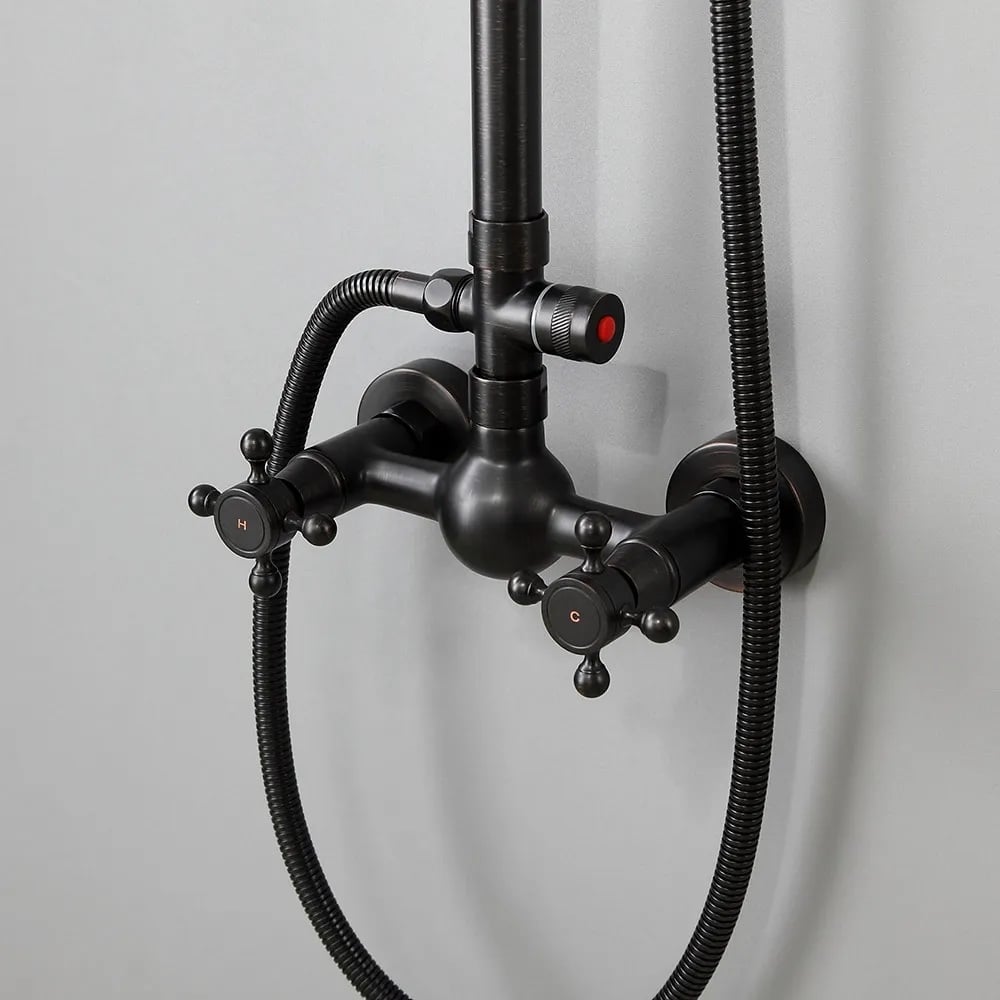 Chester Rainfall Showerhead with Handheld Shower Exposed Shower System Antique Black - 