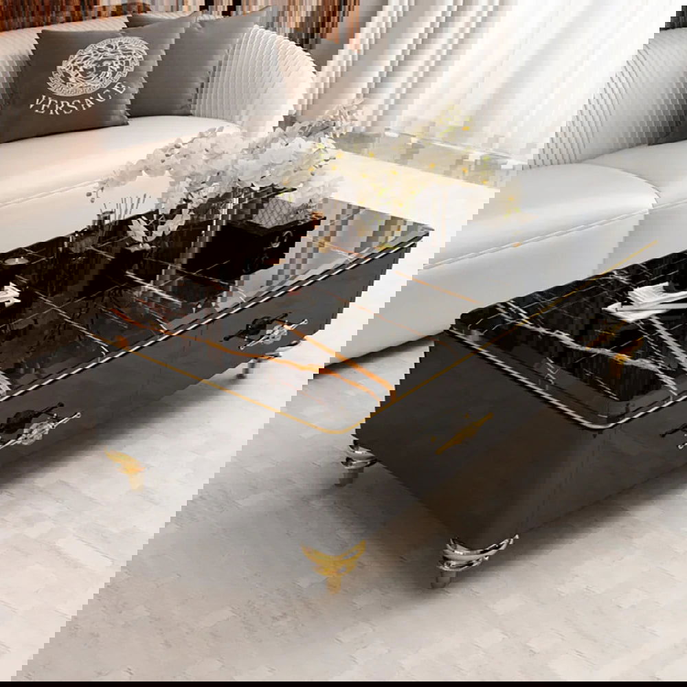 Chift Modern White TV Stand 4-Door 2-Drawer Luxurious Media Console for TV Up to 85 Inch - 