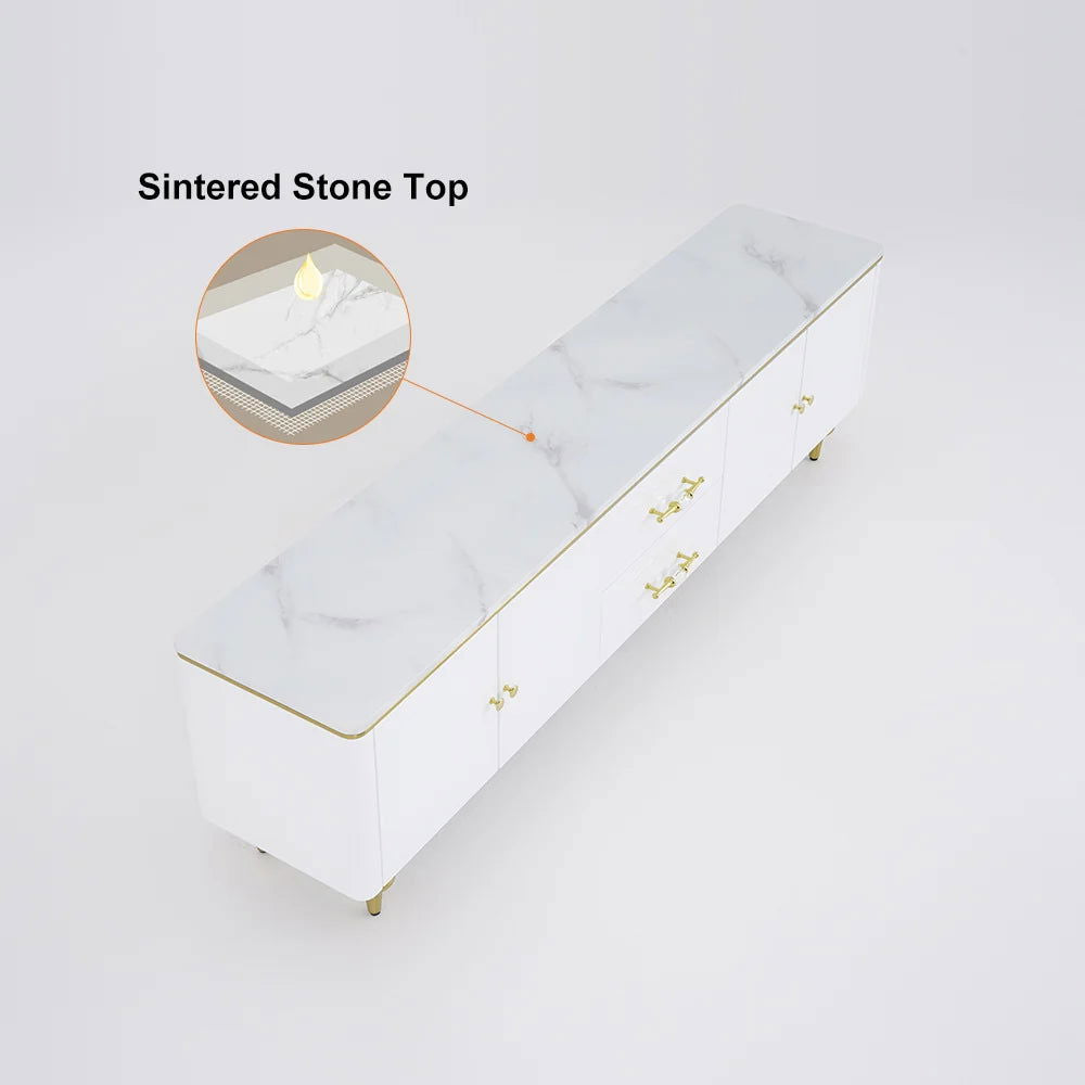 Chift Modern White TV Stand 4-Door 2-Drawer Luxurious Media Console for TV Up to 85 Inch - Homary